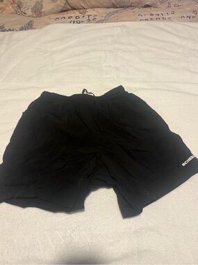 Women’s Black Athletic Bike Shorts with Elastic Waist Band and Draw String